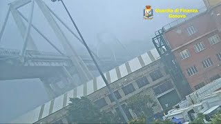 New video of Genoa bridge collapse released by Italian police [upl. by Name]