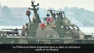 La Prefectura Naval Argentina llevo a cabo un simulacro sobre el río Paraná [upl. by Eannyl]