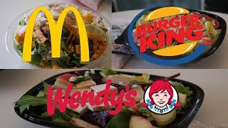 McDonalds vs Burger King vs Wendys  Salad Comparison [upl. by Nasya]