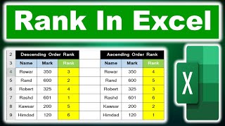 How to calculate rank in excel  Descending Order Rank  Ascending Order Rank [upl. by Ahseined]