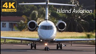 4K Lovely Bombardier Challenger 350 ArrivalTaxi to departure from St Kitts Airport [upl. by Klingel]