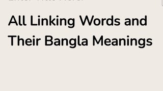 All Linking Words and their Bangla Meanings [upl. by Markiv]