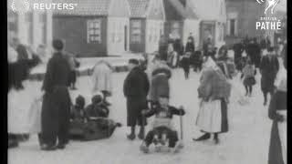 NETHERLANDS People skating on the frozen Zuider Zee 1928 [upl. by Travax]