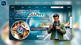 Photography Website Banner Design  Website Landing Page Design  Website Banner Design In Photoshop [upl. by Nered]