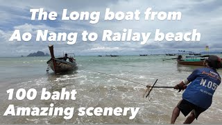 Ao Nang to Railay Beach longboat railaybeach [upl. by Dnivra]