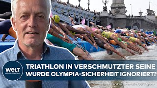 OLYMPISCHE SPIELE 2024 OlympiaTriathlon in Paris trotz verschmutzter Seine gestartet [upl. by Arrais924]