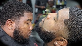 BURSTED TAPER FADE FADED BEARD BARBER TUTORIAL [upl. by Maria]