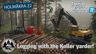 FORESTRY ON STEEP SLOPE USING THE YARDER  FS22  Forestry  Holmåkra 22  Timelapse  E03 [upl. by Rebeka]