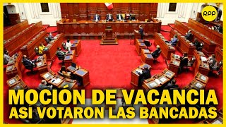 MOCIÓN DE VACANCIA  así votaron las bancadas del Congreso pedido de destitución de Pedro Castillo [upl. by Alyse]