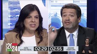 Debate PAN vs Chega  Inês Sousa Real vs André Ventura  Eleições Legislativas 2024 [upl. by Noreht805]