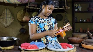 I colored string hoppers using the juice of butterfly pea flowers 😀 village kitchen recipe [upl. by Felicdad]