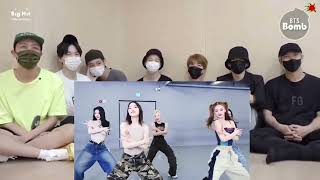 BTS REACTION ITZY CAKE DANCE PRACTICE [upl. by Ahseinet283]