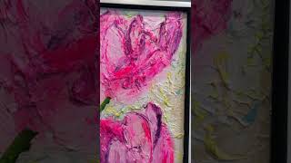 Heavily textured impasto and acrylic painting with fluorescent pink blooms [upl. by Annagroeg513]