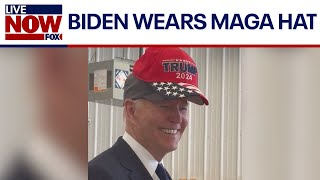 Joe Biden wears MAGA hat White House calls it a gesture of unity  LiveNOW from FOX [upl. by Cristian]