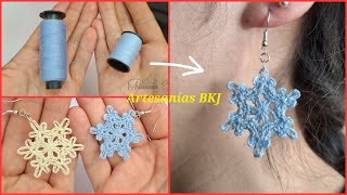 Paso a paso para hacer aretes de copo de nieve  TUTORIAL to make christmas earrings [upl. by Ajat780]