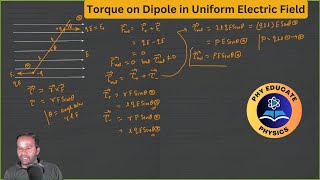 Torque on Dipole in Uniform Electric Field Derivation class12 cbse physics [upl. by Chaunce]