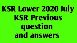 Departmental test KSR July 2020 Question and answers [upl. by Luapnoj]