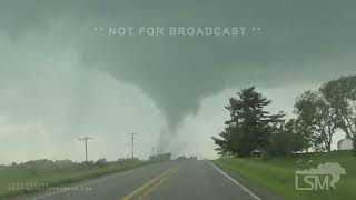 05212024 Prescott IA  Tornado Outbreak in Iowa close range violent cone tornado MO Supercells [upl. by Ynaffyt]