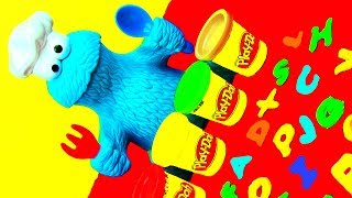 Play Doh Cookie Monster Learn ABCs Alphabet Playdough Sesame Street [upl. by Festus]