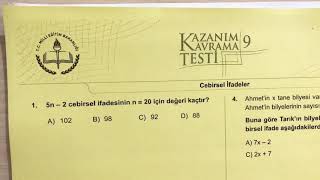 6Sınıf Cebirsel İfadeler Soru Çözümü MEB Kazanım Kavrama Testi [upl. by Armyn582]