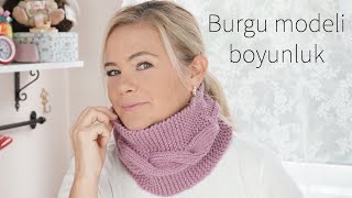 Kolaylığına inanamayacaksınız   burgu modeli örgü boyunluk kaşkol  Figen Ararat [upl. by Nwahsram]