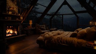 Rainy Night Ambience with Relaxation Rain amp Crackling Fire Sounds  99 Instanly Fall Asleep [upl. by Emelda]