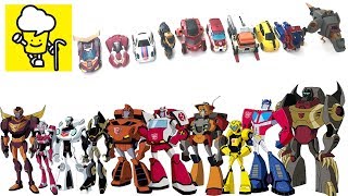 Transformer animated toy with Optimus Prime Bumblebee Arcee Ratchet Prowl Grimlock [upl. by Mojgan]