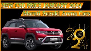 New CSD Price January 2024  Maruti Suzuki Arena car csd price 2024  Brezza Ertiga  CSD Cars [upl. by Anivle47]