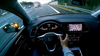 Seat Ateca FR 15 TSI 150PS DSG POV EVENING DRIVE  LED headlights  acceleration  German Autobahn [upl. by Srini]