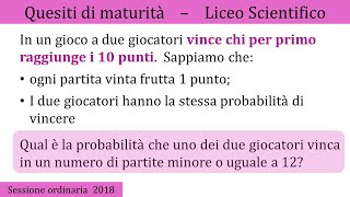 Maturità 2018  Distribuzione binomiale  QUESITO 8 [upl. by Yhtomiht89]