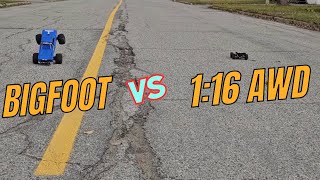 BigFoot Monster Truck RC vs Jetwood 4x4 RC Street Race [upl. by Rafa]