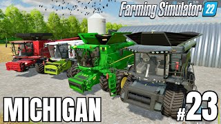 MEGA BIG COMBINES HARVESTING  Farming Simulator 22  FS 22  MICHIGAN  23Timelapse [upl. by Attela]