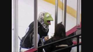 MarcAndre Fleury goalie with Kermit the Frog mask October 2009 [upl. by Nomihs]