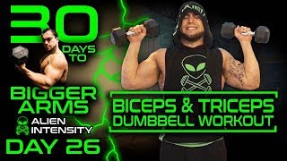 Bicep amp Tricep Workout With Dumbbells  30 Days of Dumbbell Workouts At Home for Bigger Arms Day 26 [upl. by Agathy162]