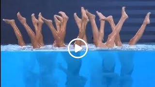 Olympic fans left stunned as Team USA appear to MOONWALK underwater in artistic swimming [upl. by Ahsimat]