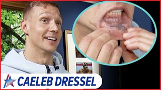 Olympic Swimmer Caeleb Dressel REVEALS Secret Tattoo [upl. by Yetnruoc]