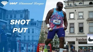 Darell Hill throws 2244m in the final round of shot put to win IAAF Diamond League  Brussels 2017 [upl. by Lamee168]