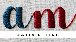 Satin Stitch Lettering Tutorial  Tutorial for beginners  Embroidery  Video   Afeei [upl. by Nisotawulo]