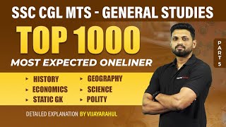 TOP 1000  SSC CGL MTS  PART  5  GENERAL STUDIES REVISION  MOST EXPECTED ONELINER  VIJAYARAGHUL [upl. by Amabelle]