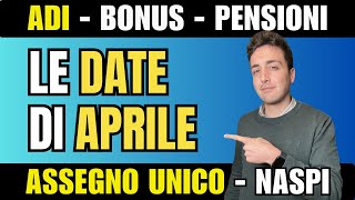 Date Assegno di inclusione Assegno Unico Pensioni Bonus Naspi e Carta Acquisti Aprile 2024 [upl. by Attiuqihc]