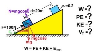 Physics 8 Work Energy and Power 7 of 37 Inclined Plane Friction [upl. by Margaretta488]