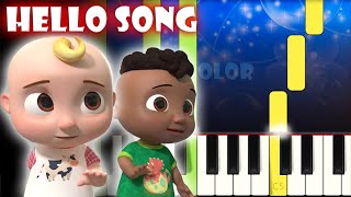 Hello Song  Cocomelon Nursery Rhymes  Piano Tutorial  Karaoke [upl. by Tnomyar]