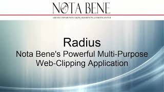 Nota Bene Software Tutorial Radius Web Clipper [upl. by Ydok]