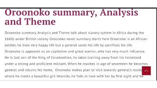 Oroonoko summary critical analysis and theme in English [upl. by Hen]