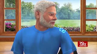 PM Modi shares animated video of Vakrasana promotes yoga [upl. by Nehte]