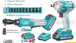 Unboxing TOTAL Combo Set Impact Wrench  Drive Ratchet cordless 20V Liion P20S TOSLI23043 [upl. by Tades862]