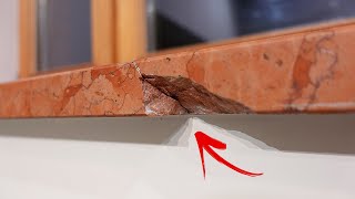 Restoration of a window sill from a stone DIY  How to repair damage to the stone [upl. by Kraft]