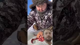 permafrost winter food seafood outdoorcuisine seafoodrecipes fishing primitivecamping fish [upl. by Idnis]