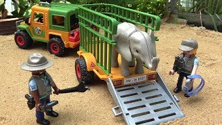 Rangers Truck with Elephant  Playmobil Wild Wife Videos Toys For Kids [upl. by Astraea]