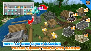 Minecraft pe 118 seed  Village amp Desert temple  jugle temple with op diamond  stronghold [upl. by Fonzie]